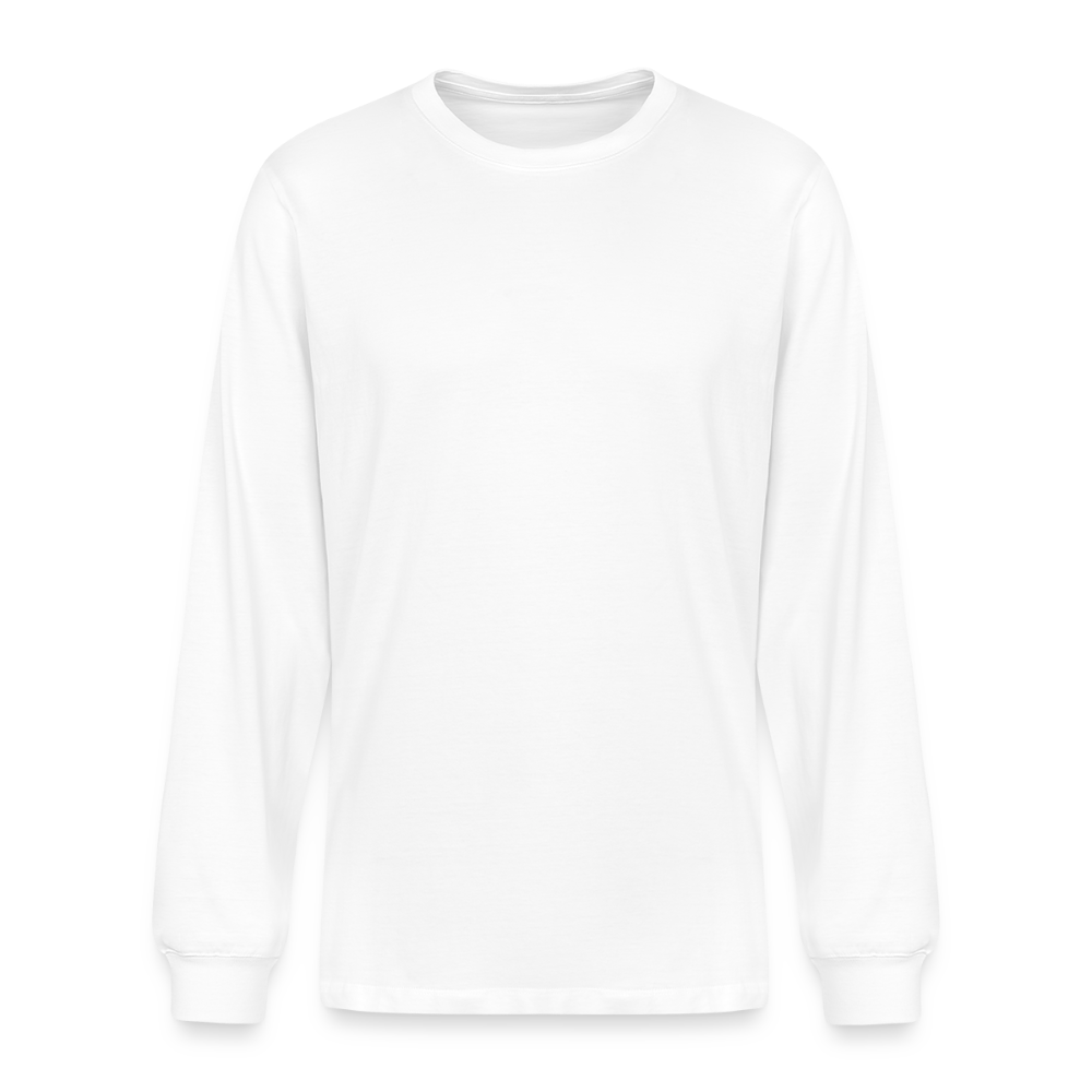 A relaxed-fit organic cotton long sleeve white tee (5.0 oz), made with certified combed ringspun cotton for cloud-like softness. Features a clean hem, tear-away label, and classic cut for all-day comfort.