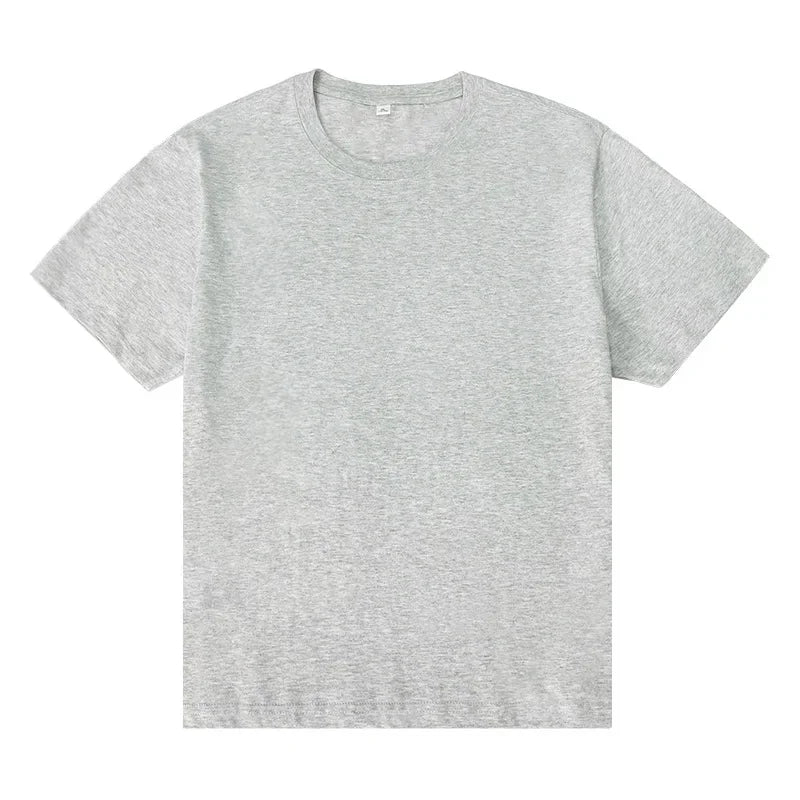 Men's essential gray crewneck tee in premium cotton with intentional drape and timeless fit.