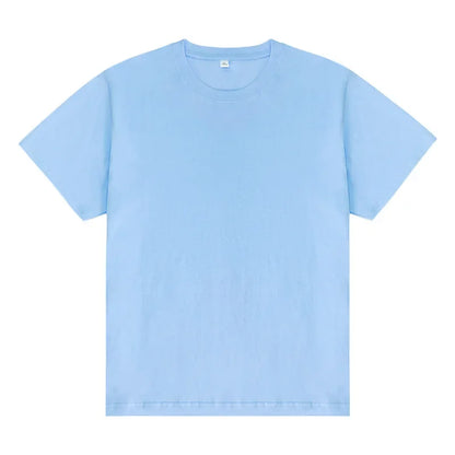 Men's essential sky blue crewneck tee in premium cotton with intentional drape and timeless fit.