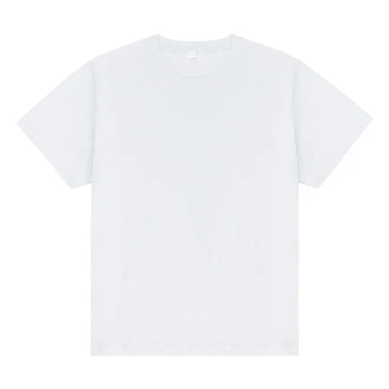 Men's essential white crewneck tee in premium cotton with intentional drape and timeless fit.