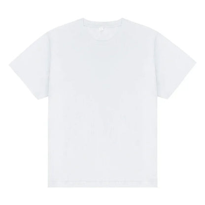 Men's essential white crewneck tee in premium cotton with intentional drape and timeless fit.