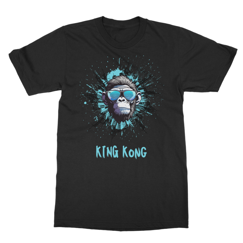 Black men’s classic crewneck t-shirt with reinforced neckline and short sleeves, shown flat to highlight semi-combed cotton fabric.