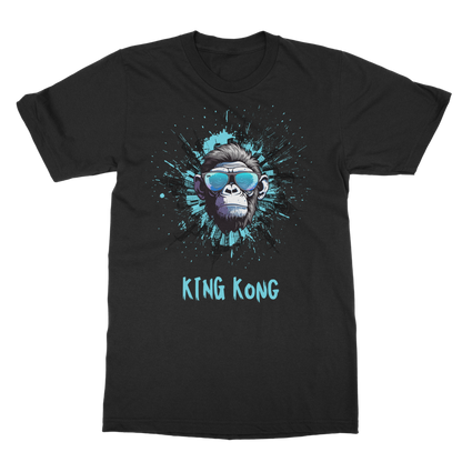 Black men’s classic crewneck t-shirt with reinforced neckline and short sleeves, shown flat to highlight semi-combed cotton fabric.