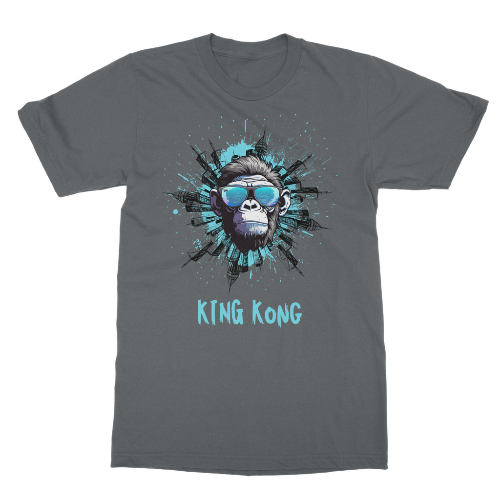 Gray men’s classic crewneck t-shirt with reinforced neckline and short sleeves, shown flat to highlight semi-combed cotton fabric.