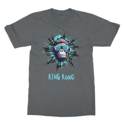 Gray men’s classic crewneck t-shirt with reinforced neckline and short sleeves, shown flat to highlight semi-combed cotton fabric.