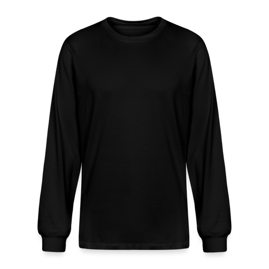 A relaxed-fit organic cotton long sleeve black tee (5.0 oz), made with certified combed ringspun cotton for cloud-like softness. Features a clean hem, tear-away label, and classic cut for all-day comfort. 
