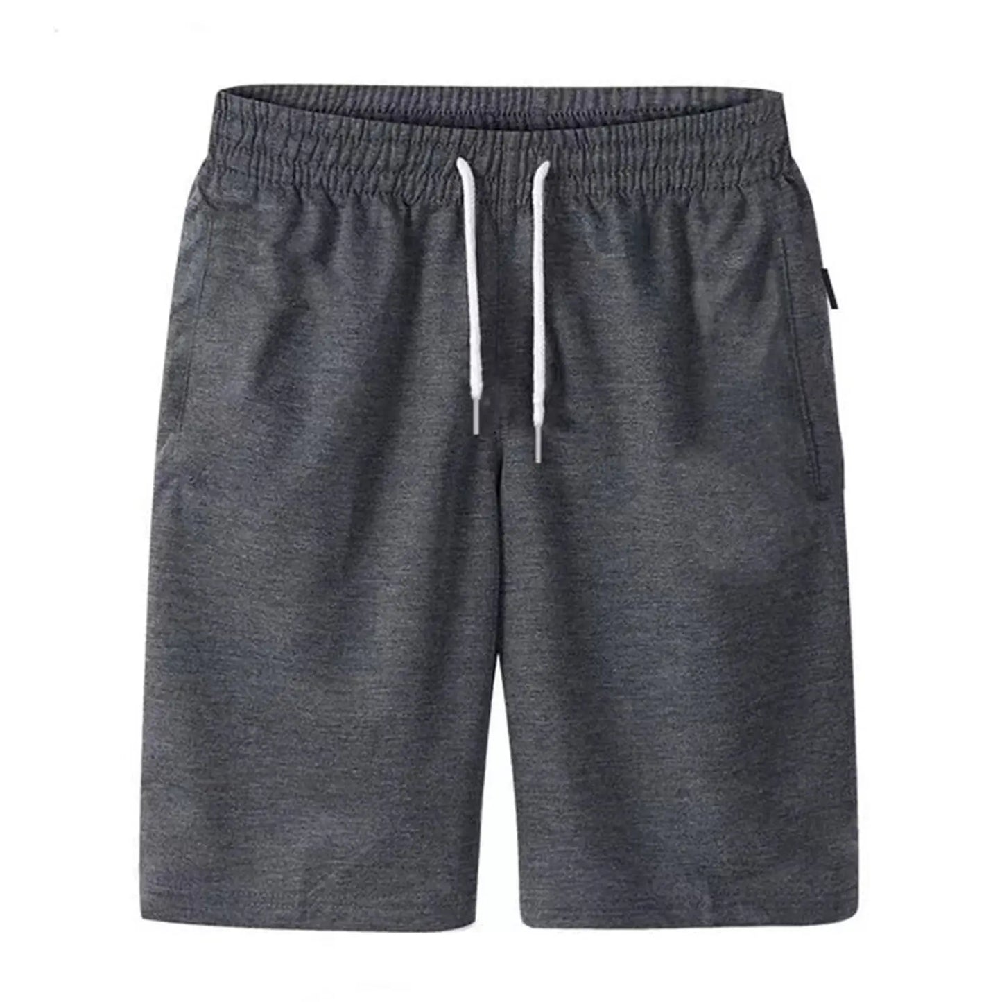 Men's slim-fit casual shorts in a lightweight cotton blend fabric, featuring a tailored silhouette with side pockets and back welt pockets. The elastic waistband with adjustable drawstring offers a secure fit, ideal for warm-weather comfort and everyday wear.