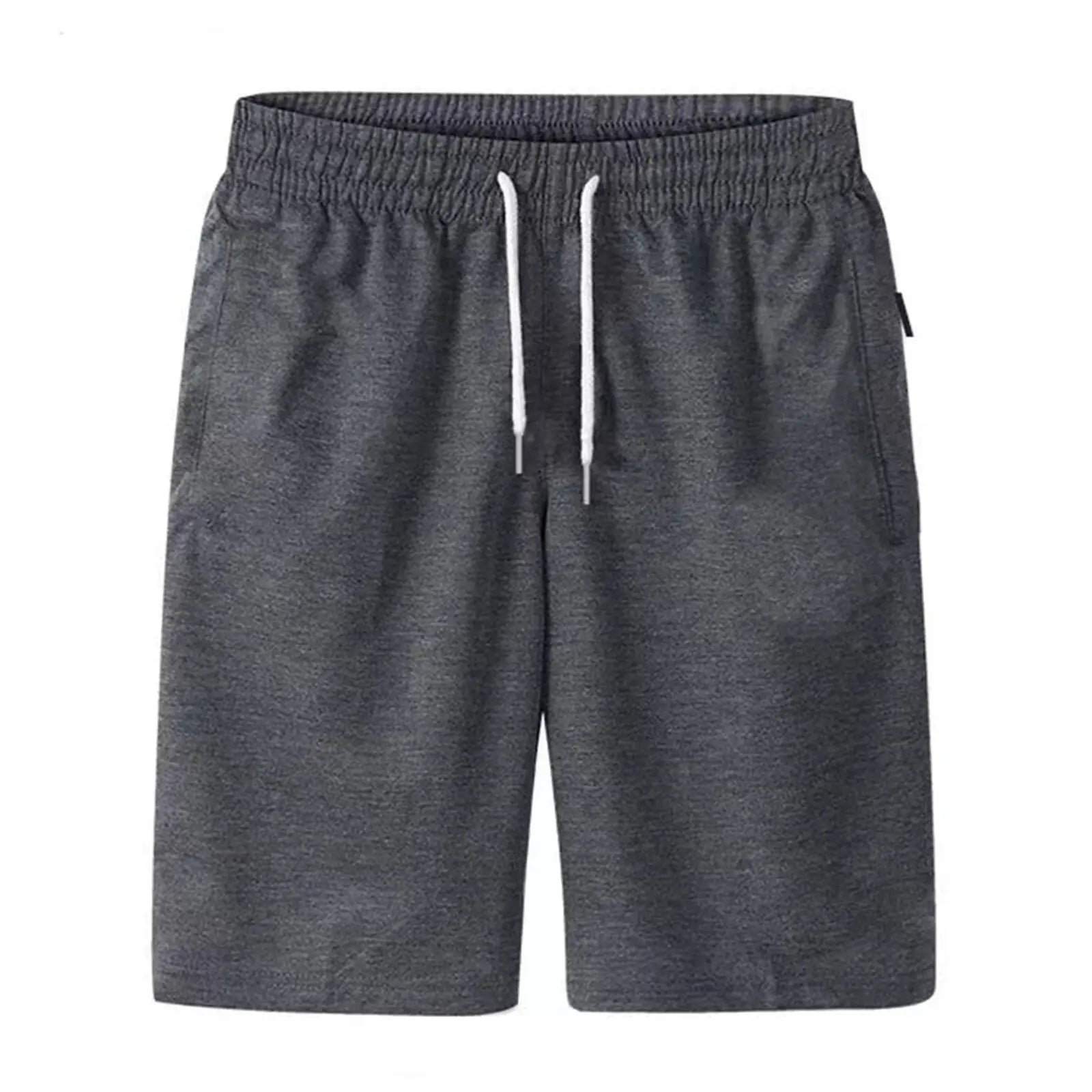 Men's slim-fit casual shorts in a lightweight cotton blend fabric, featuring a tailored silhouette with side pockets and back welt pockets. The elastic waistband with adjustable drawstring offers a secure fit, ideal for warm-weather comfort and everyday wear.
