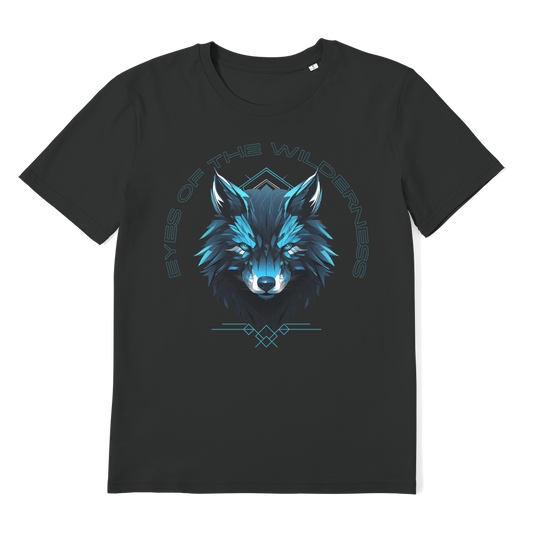 Men’s classic black organic cotton t-shirt with reinforced ribbed collar and double-stitched hem, shown flat to highlight durable construction.